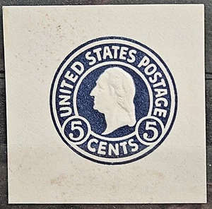 US Cut Square Sc U443 5c blue on white, Mint CV$3.25 (504C89) - Picture 1 of 1