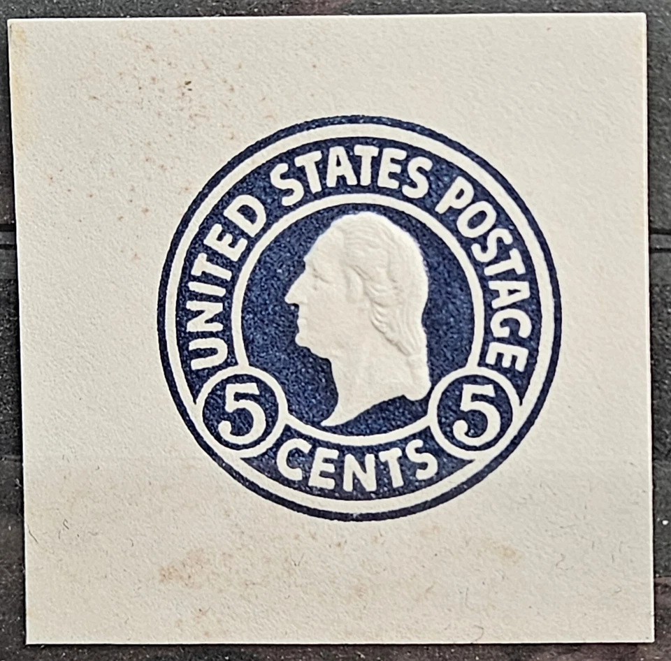 US Cut Square Sc U443 5c blue on white, Mint  CV$3.25 (504C89) - Image 1 of 1
