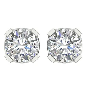 14K White Gold U Prong Set I2 I 1.70 Ct Natural Diamond Solitaire Stud Earrings - Picture 1 of 11