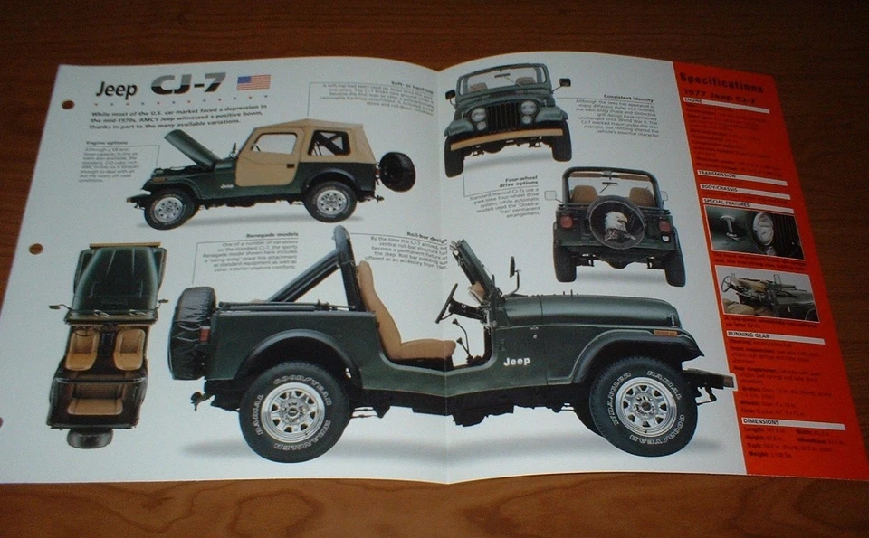 Jeep CJ-7 1977 Imp original folleto información de especificaciones CJ7 77 76 78 79 80 81 82 83-86 Foto 1 de 1