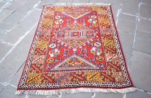 Vintage Turkish Rug 50'' x 63'' West Anatolian Canakkale Rug Organic Wool Rug - Picture 1 of 14
