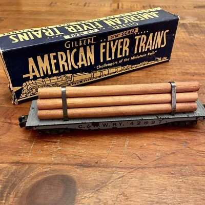 American Flyer Pressed Wood C&NWRY Log Logging Car 42597 With Box - Image 1 of 4