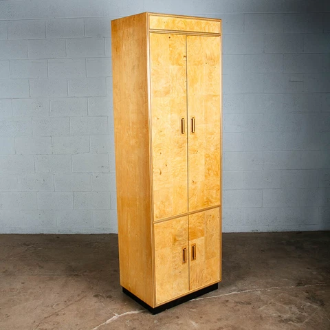 Mid Century Modern Armoire Compact Cabinet Scene Two Henredon Olive Burl Wood NM Cover