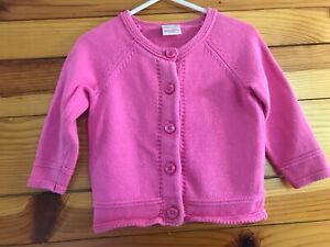 Hanna Andersson Pink Cardigan Sweater Girls Size 80  18-24 Months