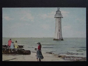 The Wirral NEW BRIGHTON Lighthouse & Children on Beach c1905 Postcard by Dainty - Picture 1 of 3