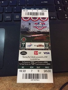 2016 SAN FRANCISCO GIANTS VS DODGERS TICKET STUB 4/7 OPENING DAY JOC PEDERSON HR - Picture 1 of 1