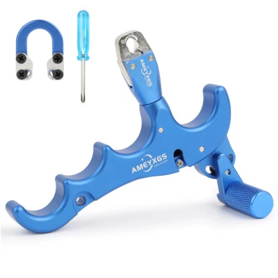 Compound Bow Release Aids 4 Finger Thumb Trigger D Loop Ring Arrow Hunting RH LH - Image 1 of 4