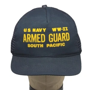 Vintage US Navy WWII Armed Guard South Pacific Trucker Mütze Druckknopflasche blau USA EINHEITSGRÖSSE - Bild 1 von 7