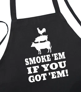Smoke'Em If You Got'Em Barbecue Aprons, Funny Black Chef Aprons, Cooking Aprons - Picture 1 of 4