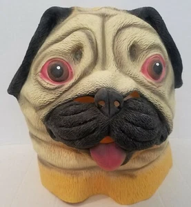 Creepy Party Pug Dog Full Latex Mask Halloween Cosplay Dog Animal Head New w/Tag - Picture 1 of 4