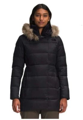 Parka de plumón North Face Delio para mujer nueva con etiquetas con capucha forrada de piel talla pequeña precio de venta sugerido por el fabricante $300 Foto 1 de 4