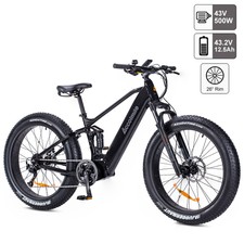 26 Inch Fat Tire Electric Mountain Bike 43V Battery 500W MTB Bike with Shocks