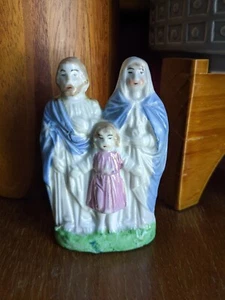 4 Zoll deutsche HEILIGE FAMILIE Jungfrau Maria Keramik Figur Madonna & Kind Vintage religiös - Bild 1 von 3