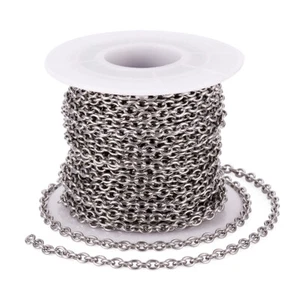 Stainless Steel Cable Chains 32.8 Feet/ 10 Meters Unwelded Oval Link 4x3mm - Picture 1 of 7