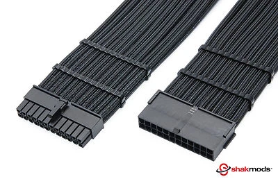 Shakmods 24pin ATX Motherboard 30cm Black Sleeved Extension + 2 Cable Combs - Image 1 of 4
