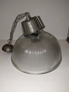 Vintage Industrial Glas Holophan Deckenleuchte - Bild 1 von 4