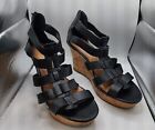 a.n.a Massey woman Zeus gladiator sandals Size 6.5M Black Wedge heels
