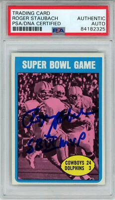 Roger Staubach Autographed 1972 Topps #139 Rookie Card SB MVP PSA Slab 43553 - Image 1 of 2