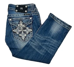 Miss Me Jeans Womens 28 Blue Denim Capri Rhinestone Bling JP5335P6 (28X20) - Picture 1 of 10