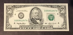 1993 Series (D) - Cleveland $50 Fifty Dollar Bill Federal Reserve Note Crisp - Imagen 1 de 2