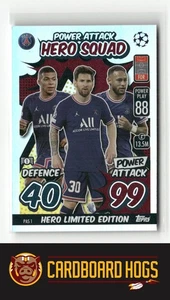 Match Attax Champ 2021-22 y Euro Lg #PAS1 Messi / Mbappe PSG Hero edición limitada - Imagen 1 de 2