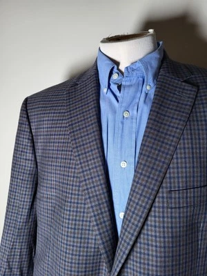 Austin Reed 48R Brown Blue Tooth Check Wool Tweed Blazer Jacket Sport Coat NWOT  - Image 1 of 4