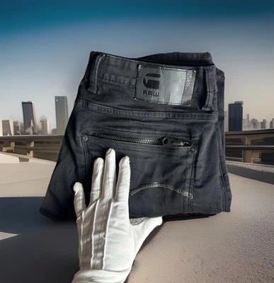 Pantalones de mezclilla para hombre G-Star Raw Attacc bajos rectos botones negros talla 34x32 Foto 1 de 4
