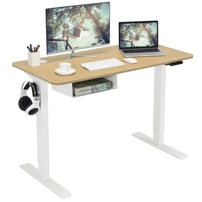 48" Electric Standing Desk Height Adjustable w/ Control Panel & USB Port Natural - Image 1 of 4