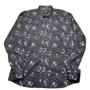 Camicia Maceoo Chance Luxor Jelly Uomo Med/Large? Manica lunga nera con bottoni CE - Foto 1 di 10