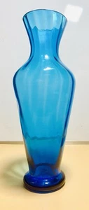 Vintage Steuben Celeste Blue Optic Ribbed Vase. (H) 28cm. Home Décor (#140) - Picture 1 of 6