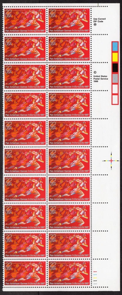Scott #2247 Pan-American Games Plate Block of 20 Stamps - MNH LR - Image 1 of 1