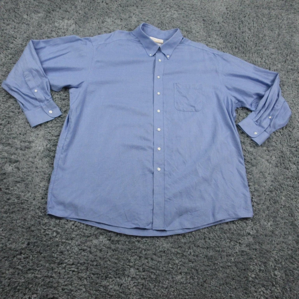 Roundtree & Yorke Gold Label Shirt Mens 18 2XL Blue Button Down Non Iron EZ Wash - Image 1 of 4