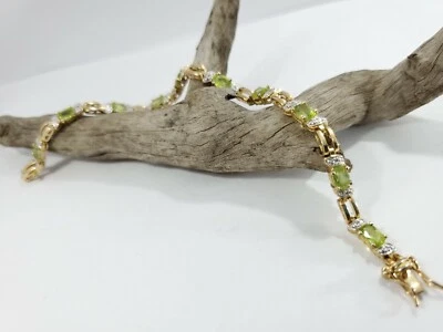 Pulsera tenis peridoto y chip diamante Foto 1 de 2