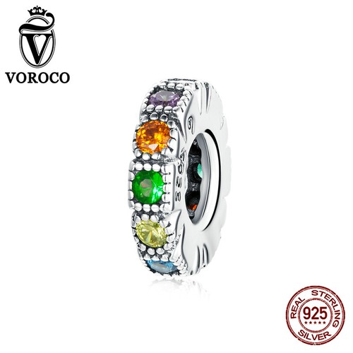 VALENTINO Braccialetti Moda Donna Autentici Argento Sterling 925 Pietra Arcobaleno Zirconi Charm Fit