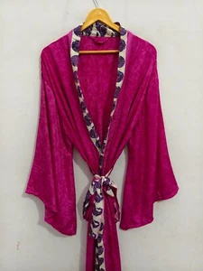 Floral Print Long Robe Luxury Bathrobe Bikini Cover Up Soft House Wear , B-47 - Picture 1 of 7