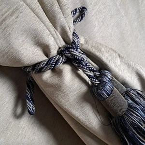 Atemberaubende Chenille Double Pinch John Lewis große beige/silberne Vorhänge 64 x 106 Zoll - Bild 1 von 15