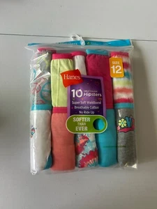 Hanes Panties Girls Tagless Hipsters Underwear Size 12 Peace Butterfly 10 Pack - Picture 1 of 2