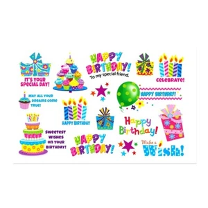 BIG 1 1/8"- 3 1/8" BRIGHT BIRTHDAY STICKERS Full Sheet * Free Shipping #BD.3 - Picture 1 of 1