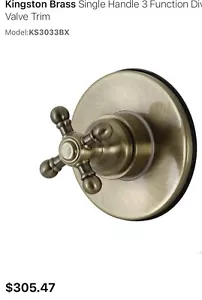 Kingston Brass KS3033BX Single Handle 3 Function Diverter Valve Antique Brass - Picture 1 of 12
