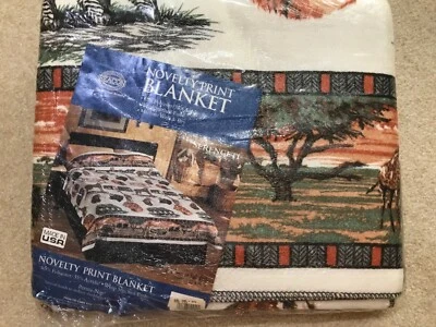 Manta de colección con estampado de novedad de faro safari África vida silvestre animales 72x90 Foto 1 de 4