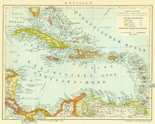 Landkarte anno 1908 - Karibische Inseln - Antillen - Dominikanische Republik
