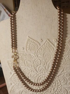 Collar Vintage Premier Designs Doble Fila Perla Champagne Pave' Cierre Corazón - Imagen 1 de 6