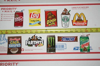 Junk Food Doody Stickers Set Of 10  - Series 1 -Poop Emoji -Novelty food parody  - Image 1 of 4