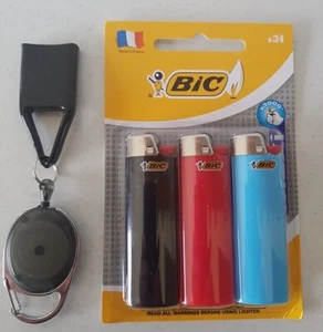Bic lighters pk 3 with large hd lighter leash fast shipping - Picture 1 of 4