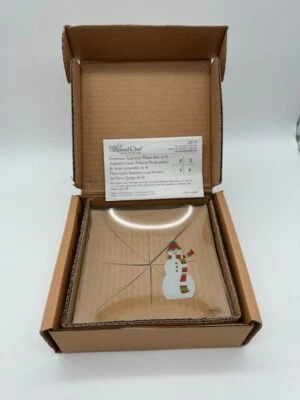 Pampered Chef Snowman Square Appetizer Plates Set of 4 #2819 NIB - Image 1 of 4