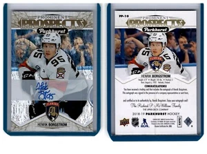 18/19 2018-19 2018-19 Parkhurst Prominent Prospects auto #PP10 Henrik Borgstrom Panthers - Imagen 1 de 1