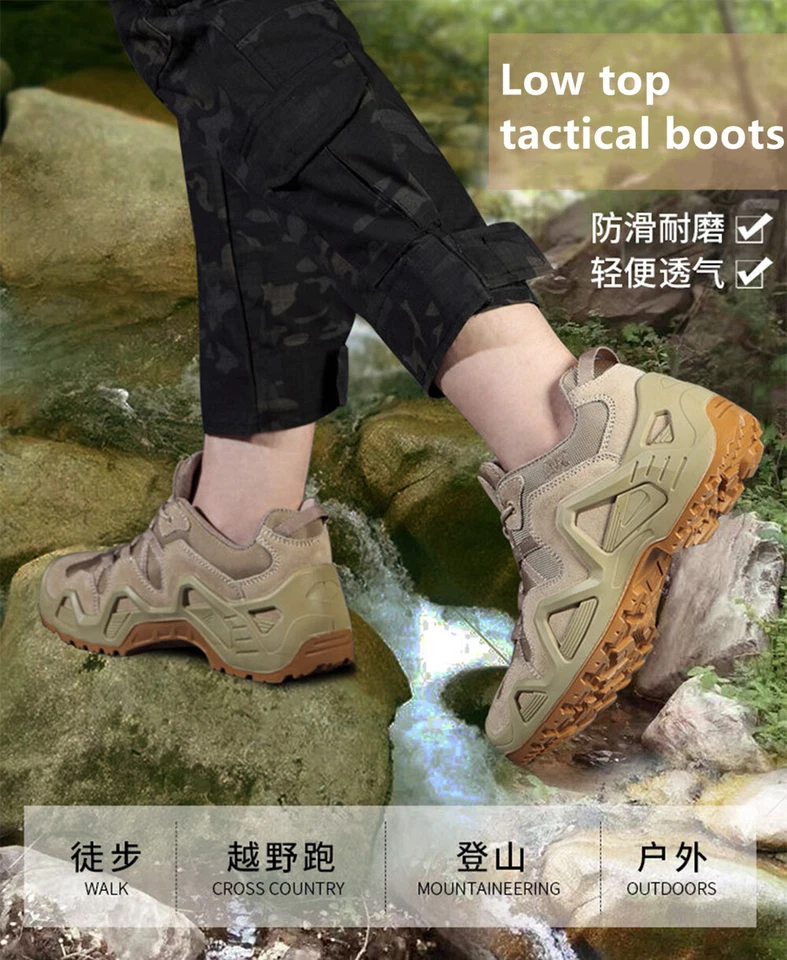 Desert Fans Tactical Lightweight Breathable Outdoor Low Top Hiking Combat Boots - Image 1 of 4