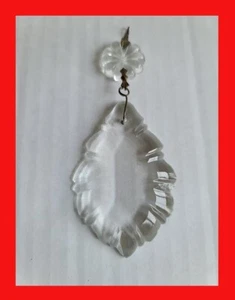 Vintage Crystal Beveled Fancy Teardrop & Glass Flower For Chandelier Or Lamp - Picture 1 of 2