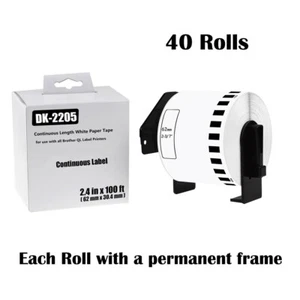 40 Rolls 2-3/7" x 100' Continuous Paper Tape DK-2205 for Brother QL-1050N Label - Picture 1 of 24