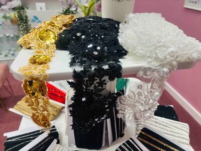 5 Yards Wholesale - EIMASS® Exclusive Embroidered Beaded Sequins Lace Trim — 第 1/2 张图片